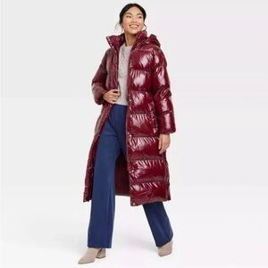 A New Day Puffer Jacket Coat Size M, Burgundy
